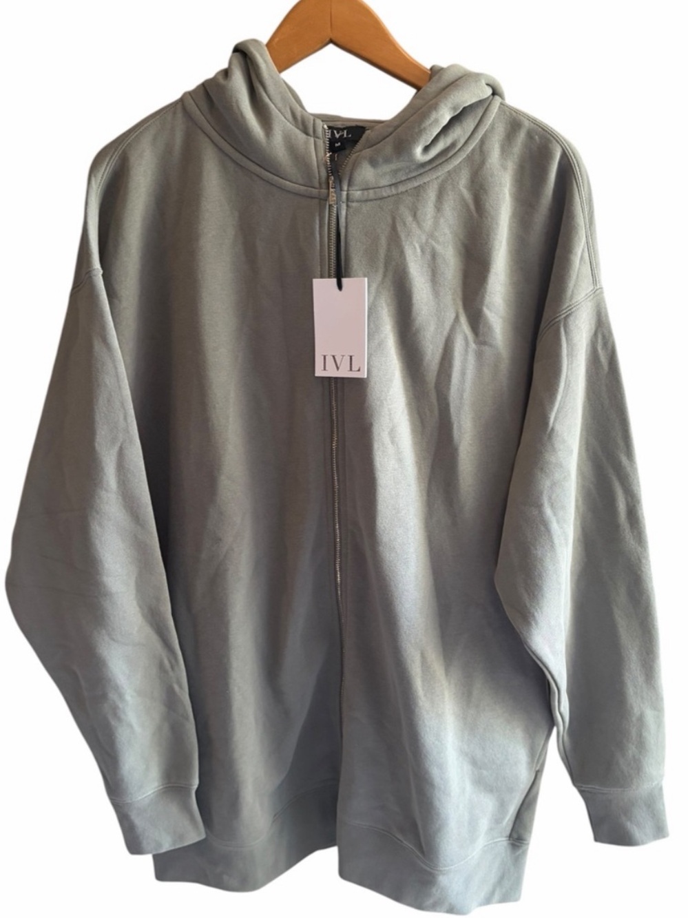 IVL NWT MENS Soft Sage Green Zip Up Hoodie